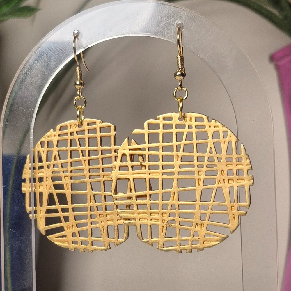 Upcycled Gold Abstract Hoops with 18K Gold Findings